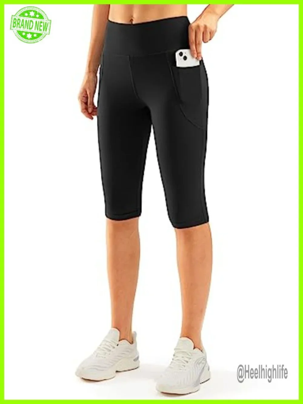 Capri Leggings High Waisted with Pockets 80% Nylon 20% Spandex Workout Yoga